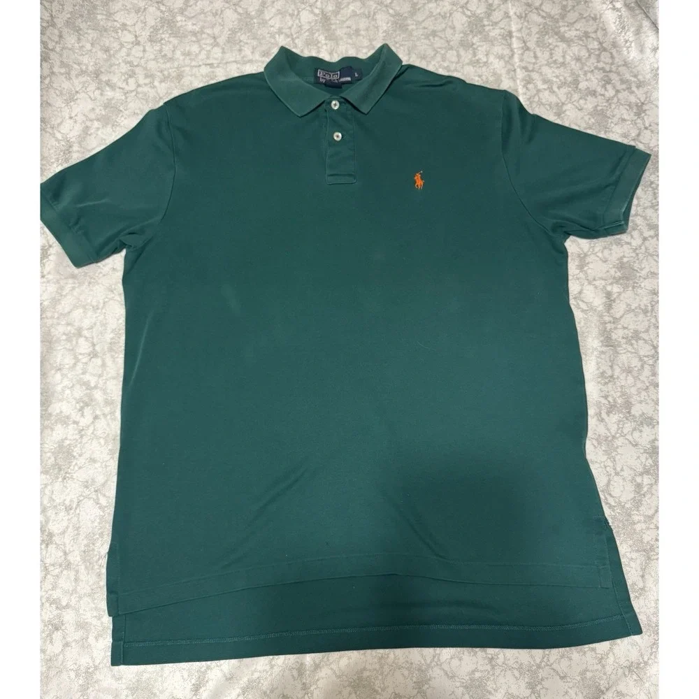 Vintage Polo by Ralph Lauren Polo Shirt Men's L Forrest Green Orange Pony Prep